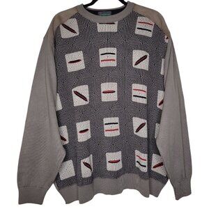 Papillon Sweater Mens XL EU 46 Wool Blend Textured Leather Suede Patch Warm Base